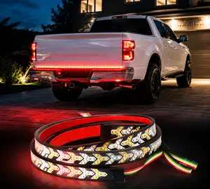 Fishbone LED Tailgate Light Bar, Car Warning Light, IP67 Waterproof Sequential Turn Signal Brake Light, Flexible Tailgate Lamp with Strobe Effect, Fit for Pickup, SUV, RV and Trailer