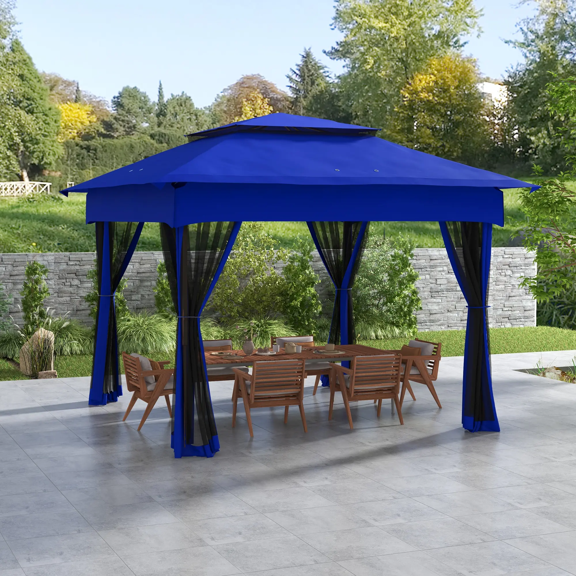 #Summervibes Outsunny 11' x 11' Pop Up Canopy, Outdoor Patio Gazebo Shelter with Removable Zipper Netting, Instant Event Tent w/ 114 Square Feet of Shade and Carry Bag for Backyard, Garden, Blue,summerwins