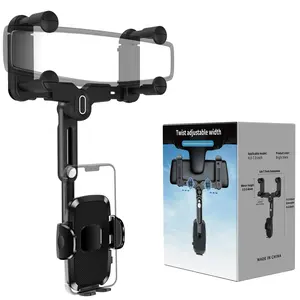 Phone Mount for Car, Rear View Mirror Phone Holder, Rotatable and Retractable Phone Holder for Car Compatible with iPhone Samsung All 4-7 Inch Cell Phones