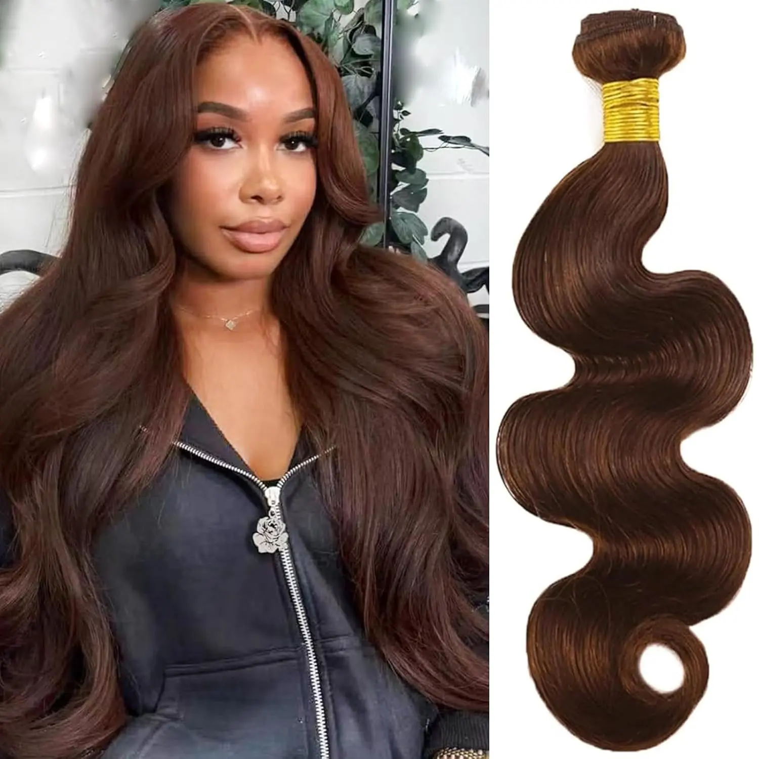 Bundles Human Hair 18 Inch Body Wave Chocolate Brown 4 Color Human Hair Bundles 12A Unprocessed Brazilian Virgin Hair Extensions Quick Weave for Black Women