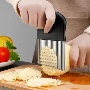 1 Count High-Quality Potato Slicer Tool, Kitchen Gadgets Stainless Steel Ripple Potato Slicer, French Fry Vegetable Tool, Durable & Efficient