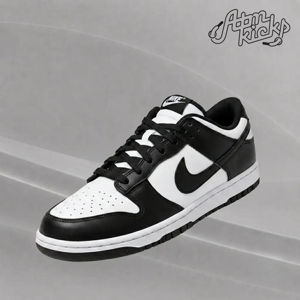 Nike Dunk Low Retro White Black Panda (GS) CW1590-100 Youth Authentic Shoes Footwear Sneaker Trainer Comfortable Walking Fashion Trending Gift