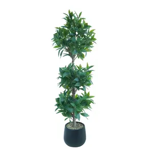 4FT Artificial Laurel Tree, Triple Ball Topiary Potted Plant with Realistic Moss, UV Resistant for Outdoor & Indoor Decor