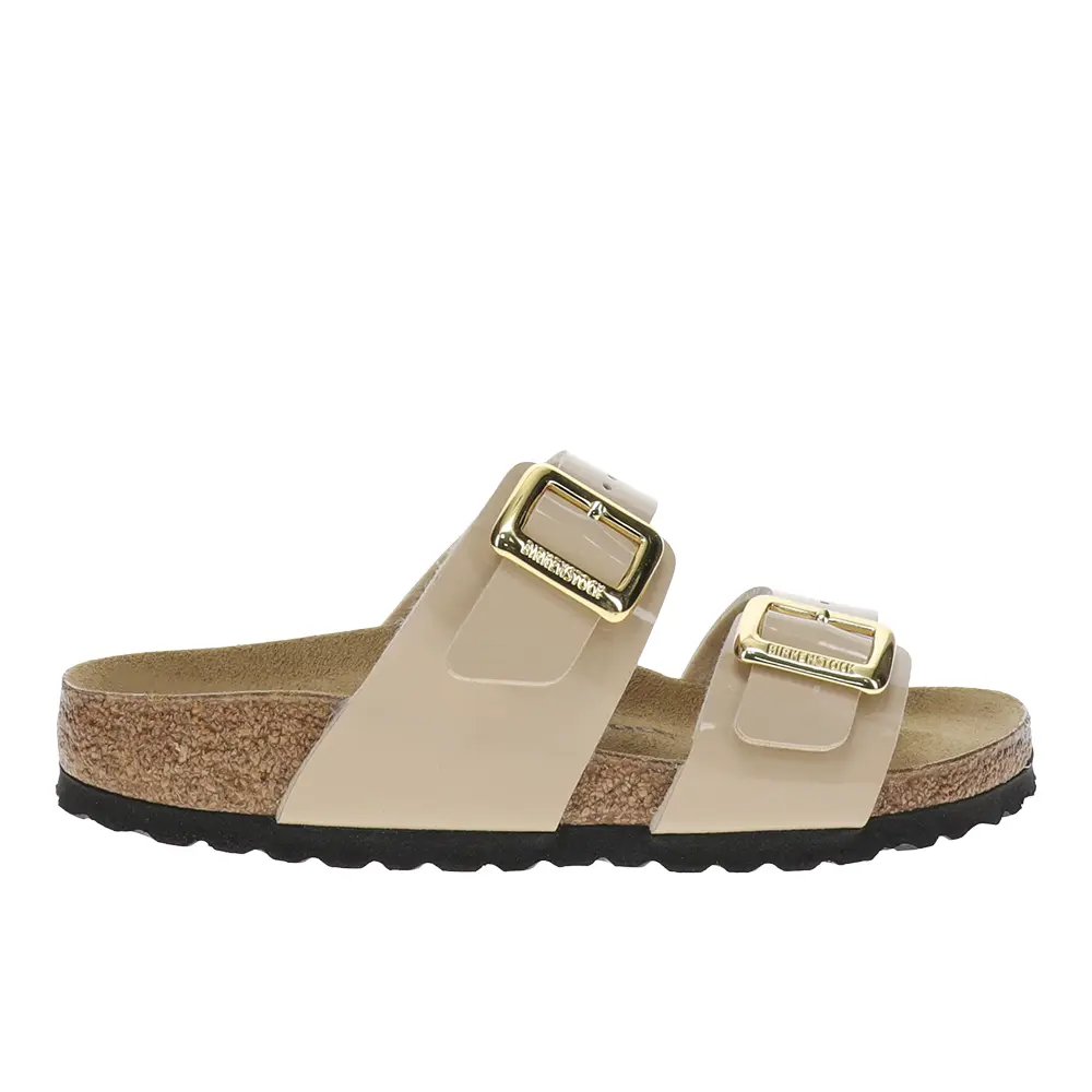 BIRKENSTOCK Womens Sydney Cushion Buckle Birko-Flor Patent Casual Sandals Casual - Beige