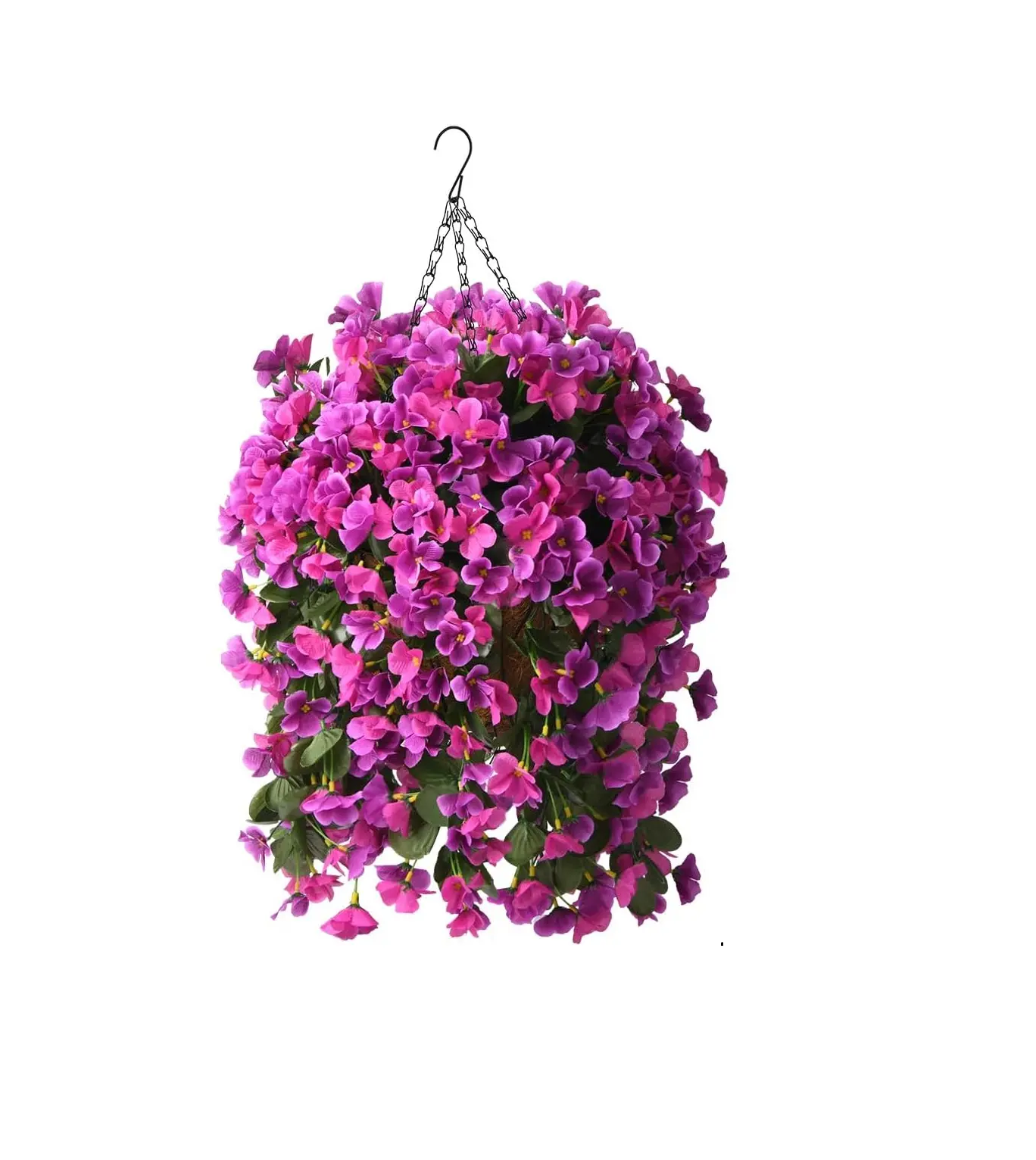 INQCMY Realistic Artificial Begonia Hanging Basket with Silk Trailing Fake Flowers, UV-Resistant Faux Plants for Outdoor Decor, Windowsill Porch Patio Planters