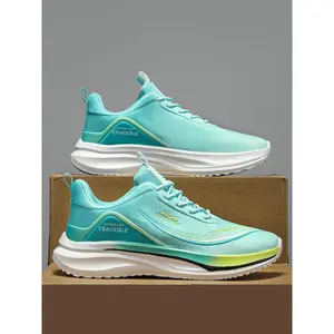 Unisex's Colorblock Lace Up Shock Absorption Sports Shoes, Casual Comfortable Breathable Running Shoes, Lightweight Sports Shoes for Daily Wear