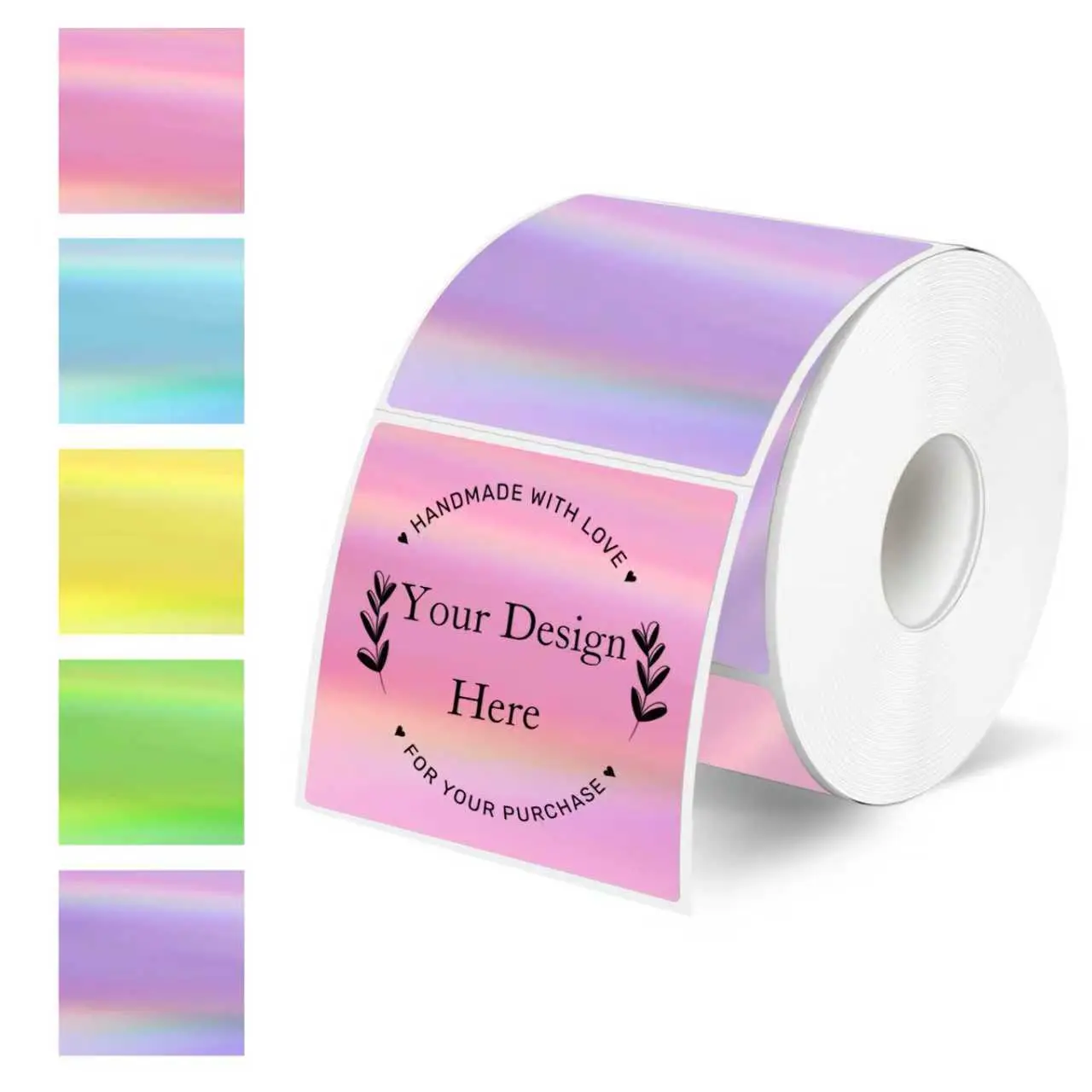 STARBOLING 2" x 2" Square Direct Thermal Holographic Glitter Stickers - 200 Labels per Roll, Self-Adhesive Office Stationery for Thermal Print, Price Tags, Small Businesses