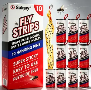 Sulguy Powerful Sticky Fly Traps | Non‑Toxic Waterproof Fly Paper for Indoor & Outdoor, 3‑Month Long‑Lasting Protection. Instantly Catch Flies & Gnats, Odor‑Bait Free, Safe for Home & Pets. Easy‑to‑Hang Strips with Pins for Simple Pest Control