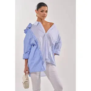 ALL OVER THE PLACE BLUE STRIPED BUTTON DOWN