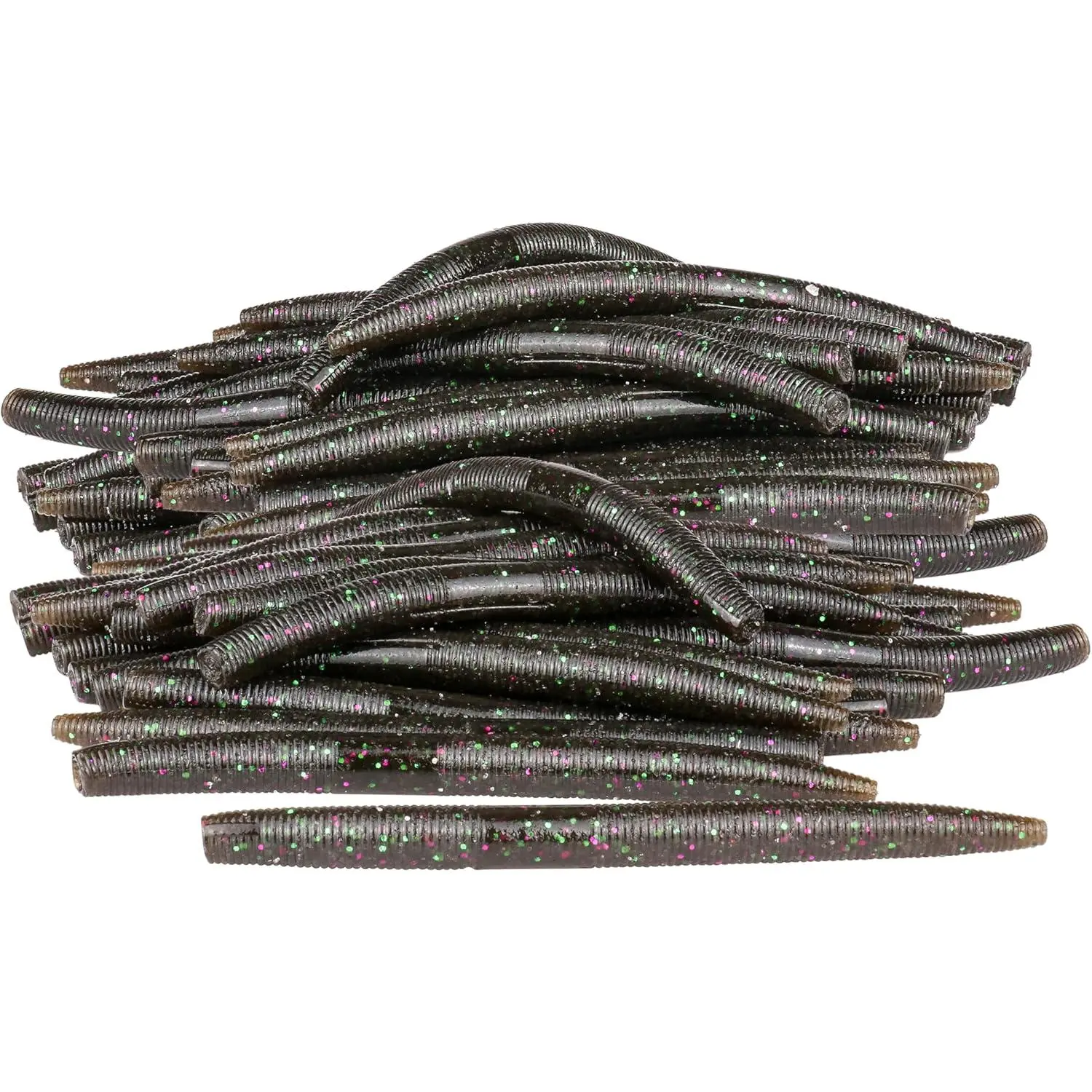 Soft Fishing Worm 100 count, 3/4/5/6" Mega Value Pack Senko Style Soft Lures for Bass, Plastic Worm Stick Baits, Multicolor, Cost-Effective Fishing
