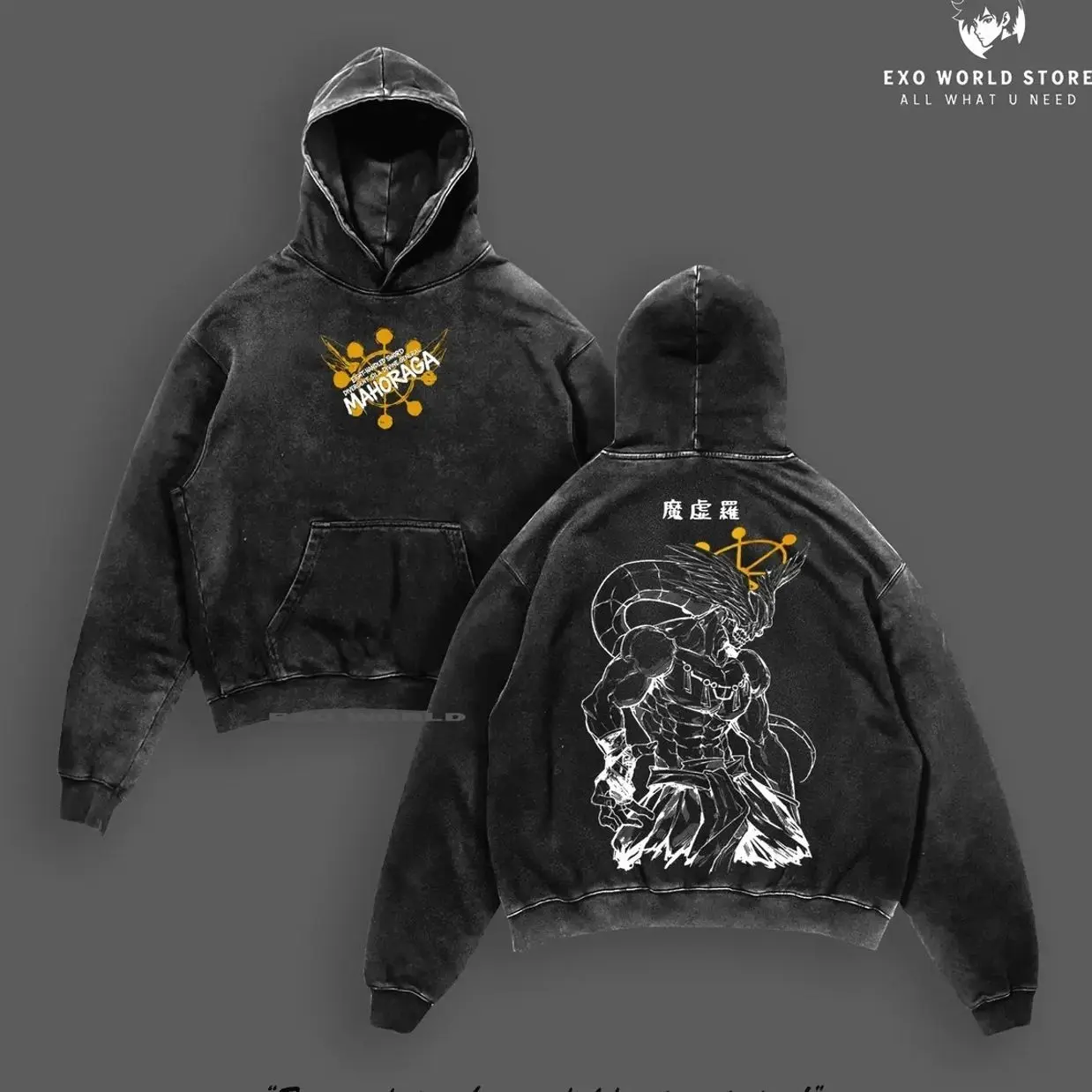 Mahoraga Adaptive Wheel Shikigami Jujutsu Kaisen Tee & Hoodie Washed, Vintage Heavyweight Cotton Anime Manga Graphic, Relentless Battle Evolution Apparel, Unisex Streetwear FEL R0P
