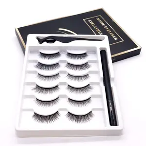 Natural Look Magnetic Eyelashes with Applicator - 6 Pairs Reusable Magnetic False Lashes Kit 10-14mm, No Glue Needed, Includes Waterproof Eyeliner, Easy Wear & Removal for Beginners