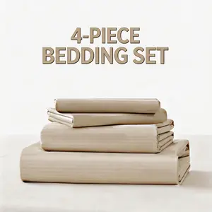CANSUNCH 4PCS Luxury Satin Jacquard Bedding Set, 16" Deep Pocket Soft Microfiber Bed Linens, Wrinkle-Resistant Non-Fading Hotel-Grade Bedding for Home Bedroom