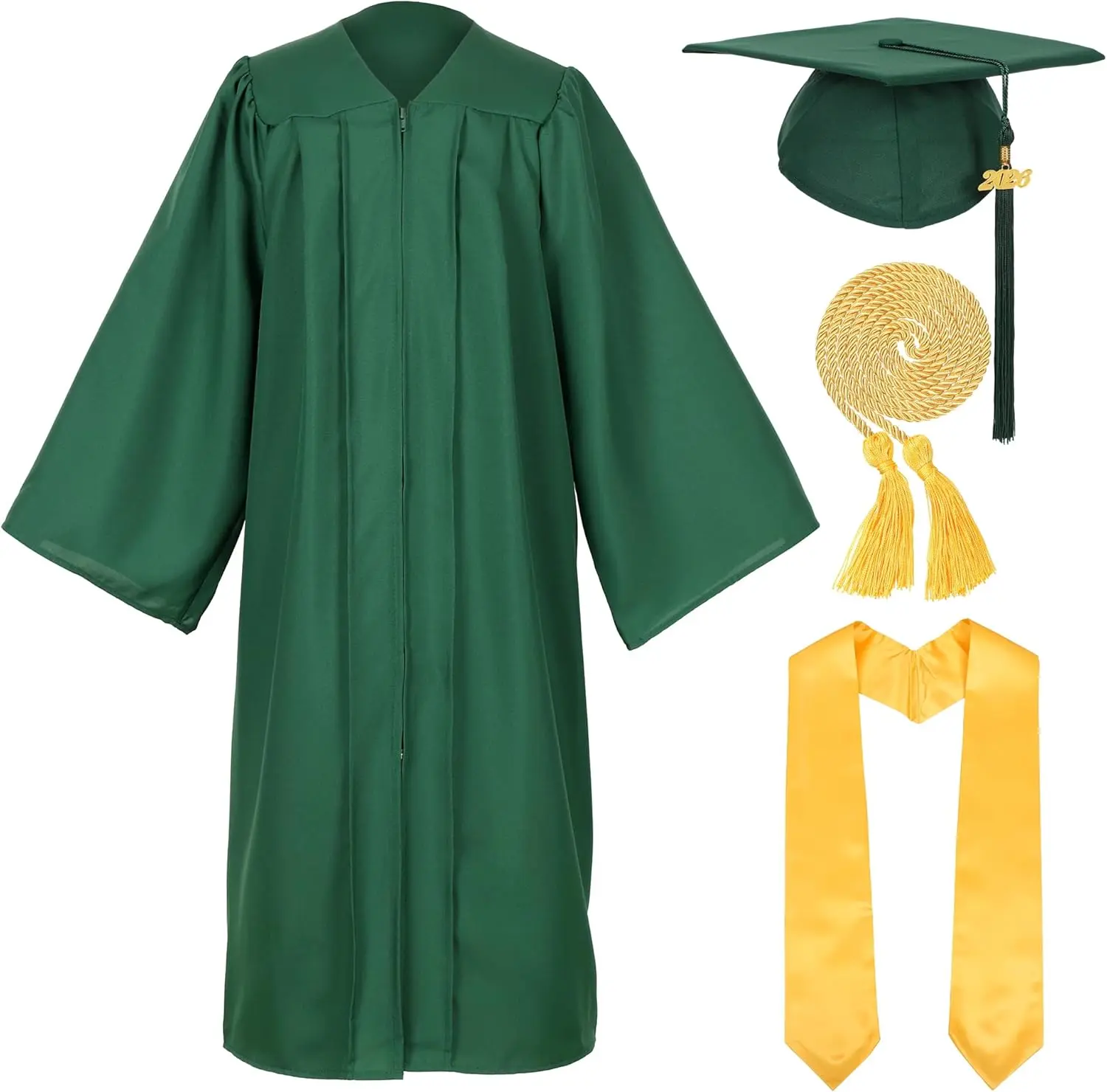 Unisex Polyester Matte Graduation Cap and Gown Set with Stole, Honor Cords for High School, College Bachelor