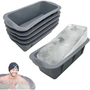 6Pcs Extra Large Ice Block Mold, Large Silicone Ice Molds For Ice Bath, Large Ice Cube Molds For Cold Plunge Or Coolers, Ice Tray For Bath (6pcs Gray)