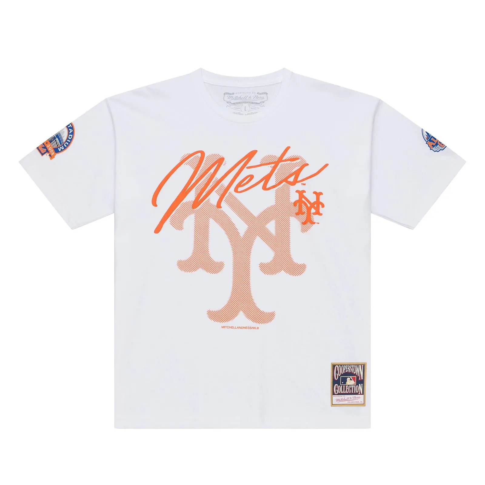 New York Mets White Scripted Classic T-Shirt MLB Throwback Tee Graphic Vintage Fan Gear Mitchell & Ness
