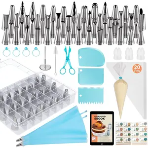90 count Piping Bags and Tips Set, Cake Decorating Supplies Kit with 55 Numbered Icing Piping Tips, 20+2 Pastry Bags for Cake Cupcake, Frosting Piping Kit with Booklet and eBook