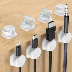 GuMosh MagLeap 8 Pcs Magnetic Cable Clips, Cord Holder, Wire Organizers with Enhanced Adhesive for Desk Cable Management Springtok Black 8White