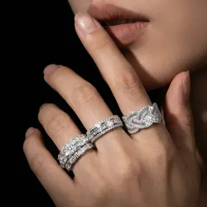 Vintage 18K Gold Plated Stackable Ring Set for Women - 3PCS with Cubic Zirconia, Adjustable Size, Tarnish Free - Perfect Gift for Her