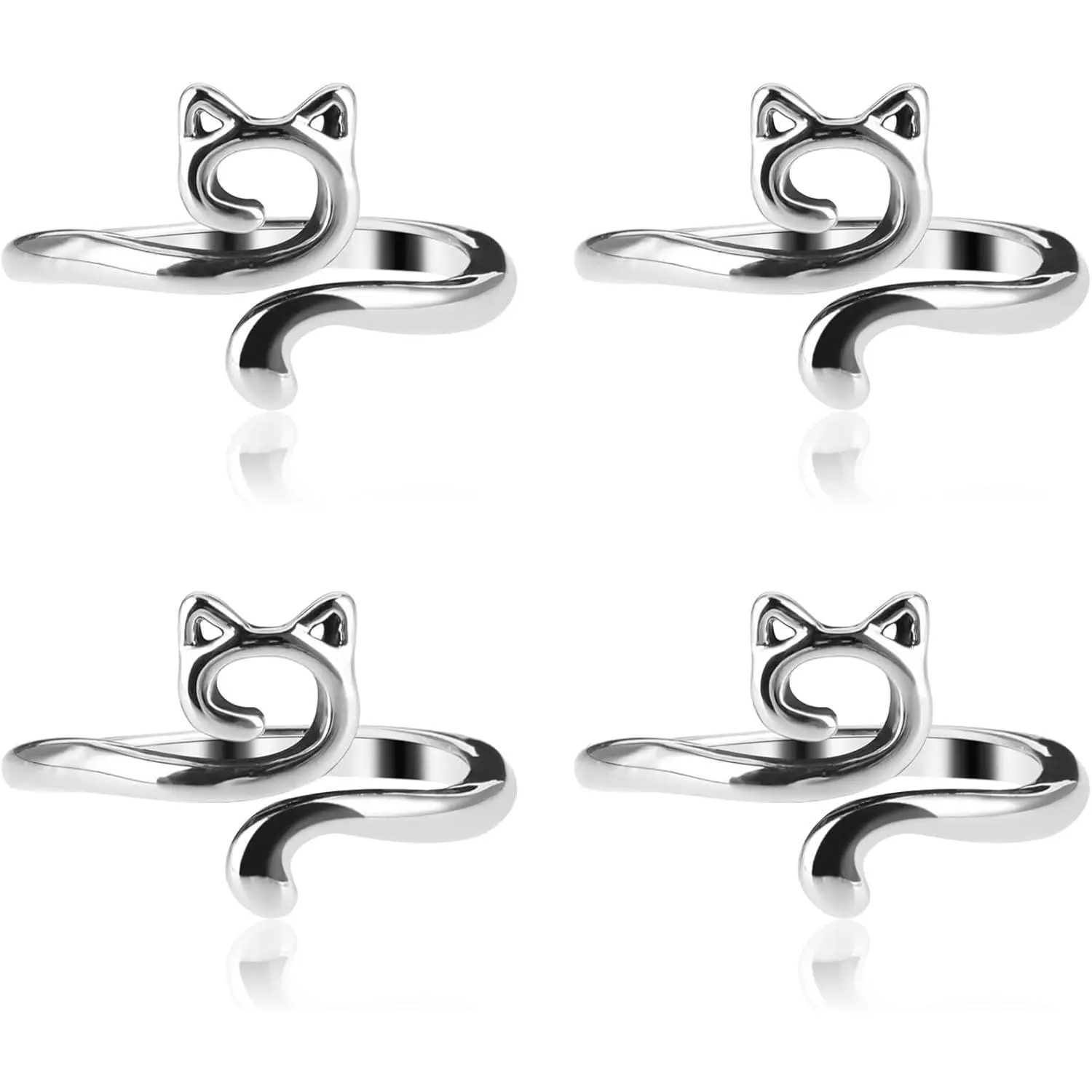 4 count Knitting Crochet Loop Ring for Fingers Metal Open Yarn Guide Crochet Rings Adjustable Braided Faster Knitting Thimbles Holders Accessories for Crochet Mother Grandma Gifts()