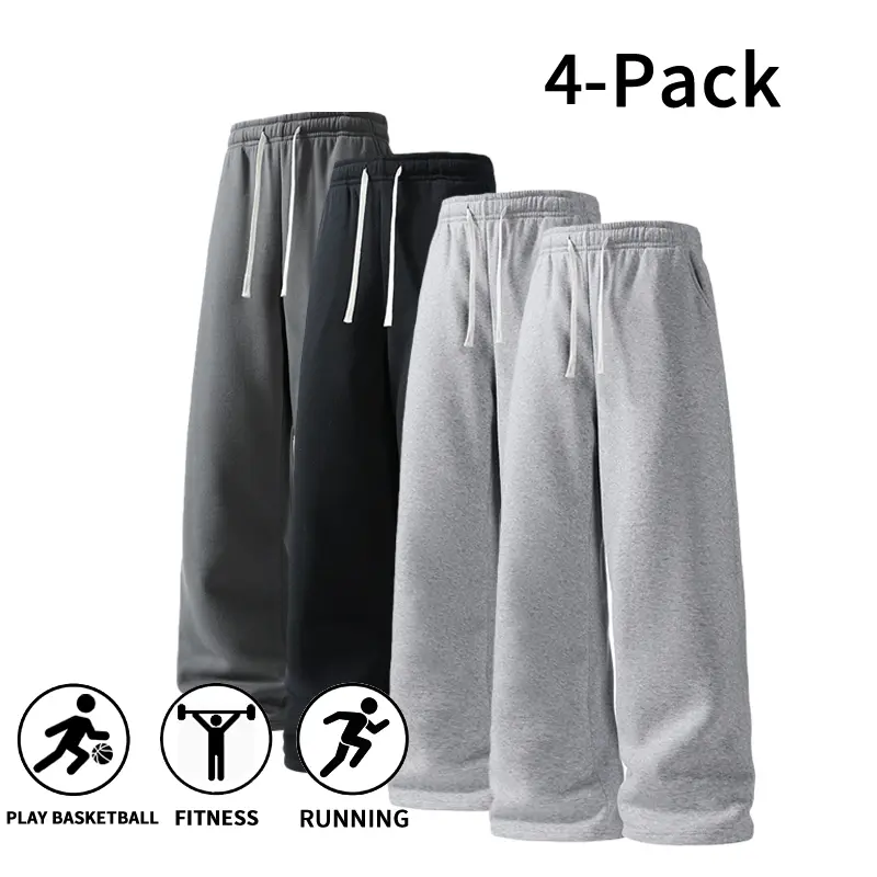 Men’s 4 Pack Straight Leg Sweatpants — Perfect for Any Occasion: Workouts, Errands, Lounging (Optional: available in 4 pack and 2 pack)