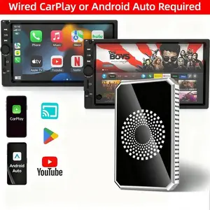 Netflix/YouTube/TikTok/Google Play/Screen mirroring to your car! Box-type in-car screen mirroring and streaming adapter, 3-in-1 wireless adapter, compatible with factory wired CarPlay vehicles, ABS Material