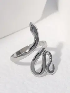 Creative Snake Design Cuff Ring, Statement Multi Ring, Stainless Steel Ring, Fashion Jewelry Accessories for Women & Girls