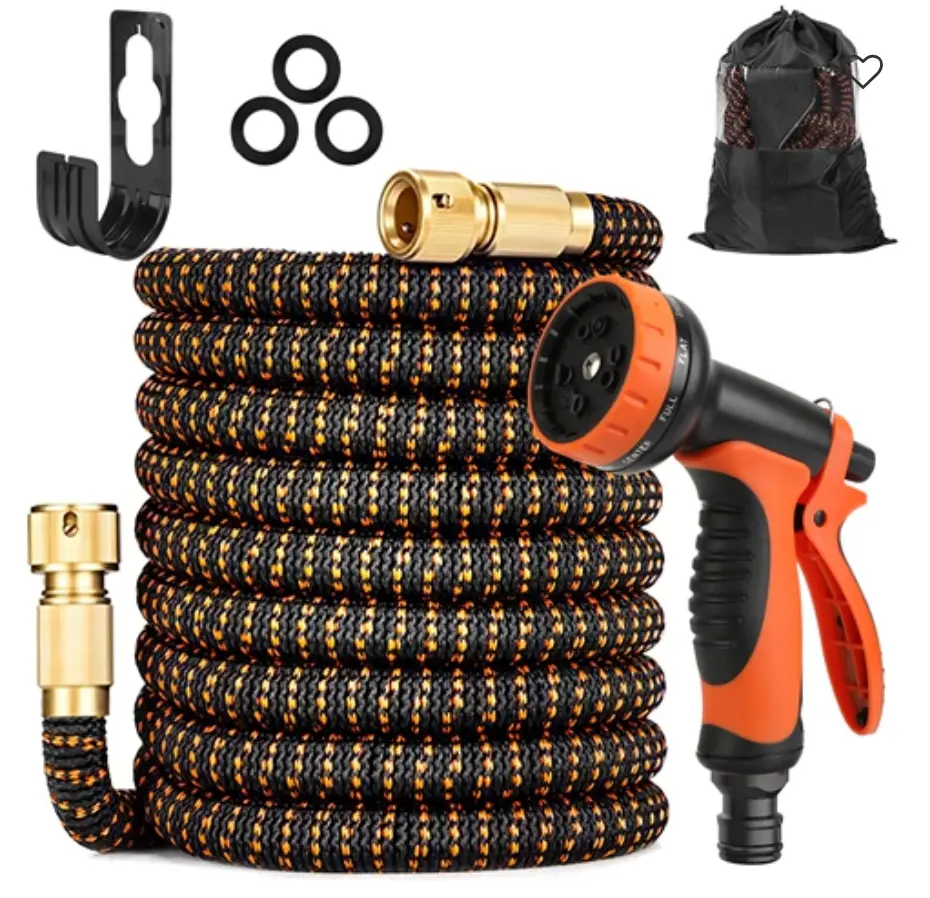 iMountek 50FT/75FT/100FT Garden Hose Garden Watering Kit with Spray Nozzle Carry Bag Expandable Water Hose for Gardening Pet Bathing Ground Cleaning Car Wahing