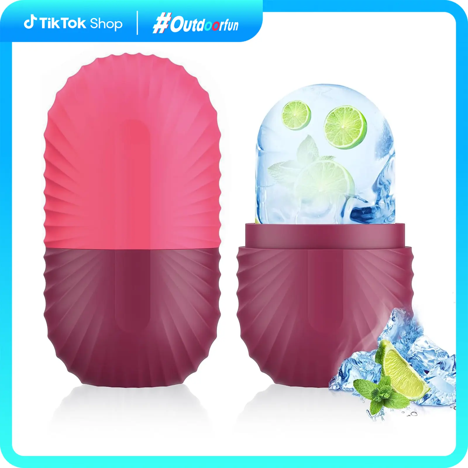 Silicone Leakproof Food-Safe Ice Roller Mold - Facial Slimming & Massage Tool for Face and Eye, All Skin Types, Even Out Skin Tone & Texture, Single Item, Outdoor Use, Exfoliating