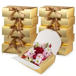 Luxury Gift Boxes Set of 10 with Lids, Ribbons & Cards, Ideal for Weddings Birthdays Parties Graduations Valentine's Christmas Gifts, Elegant Gift Box