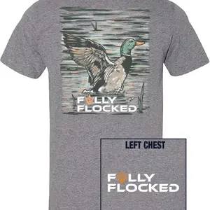 Fully Flocked Short Sleeve Gildan Softstyle T-Shirt. Mallard Design. Gray Color