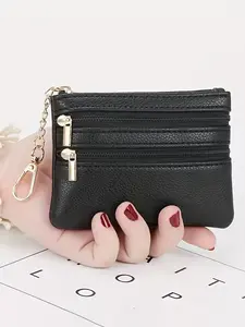 Mini Short Zippered Bag with Multiple Compartments, Simple Coin Purse, Keychain, Cardholder, Compact and Stylish Accessory, Durable Fashion Wallet