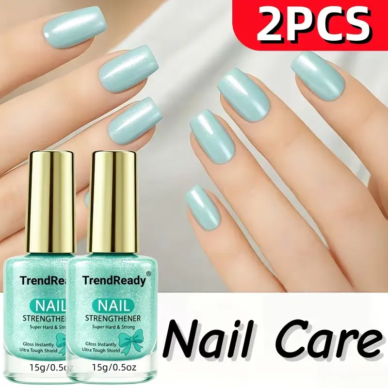 2PCS Mint Blue Natural Liquid Cuticle Oil Nail Hardener for Adults - Non-Greasy, Fast-Absorbing Nail Strengthener with Vitamin E & Jojoba Oil, Hydrates Cuticles, Softens Hangnails, Adds Mint Sheen, Pen Brush Applicator, Adds Refreshing Mint Sheen
