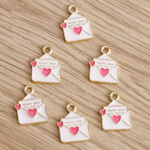 20pcs Enamel Heart Envelope Charms - DIY Jewelry Pendants - for Necklaces, Bracelets, Earrings, Keychains, Craft Accessories Heart Shaped Pendant