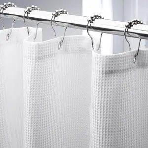 AmazerBath 240GSM Waffle Shower Curtain, 72x72 Inches Waffle Shower Curtain, Fabric Washable Shower Curtain with Waffle Weave, Heavy Duty Hotel Quality Bathroom Shower Curtains