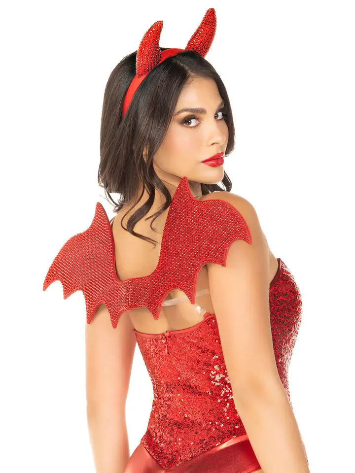 Leg Avenue Women's Halloween Devil Costume Kit (A2896-00322, Red, 1 Size) - Soft Matching Women's Clothes with Adjustable Accessory Set Including Wings and Straps