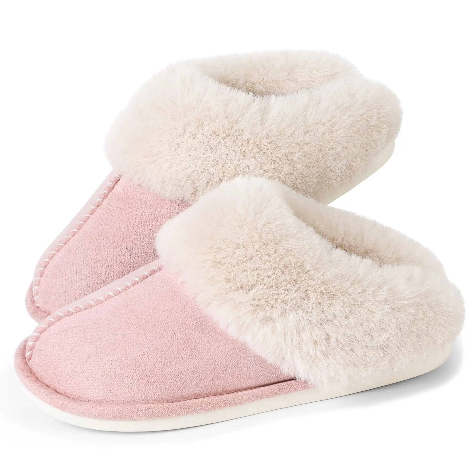Womens Slippers with Memory Foam Fluffy Soft Warm Slip On House Slipper Anti-Skid Cozy Plush for Indoor Outdoor
