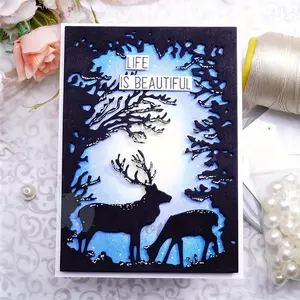 Elk-shaped Rectangular Die-cutting Set – Professional DIY Scrapbooking Templates, Handmade Greeting Card Tools, and Home Décor Craft Kits for Holiday Projects