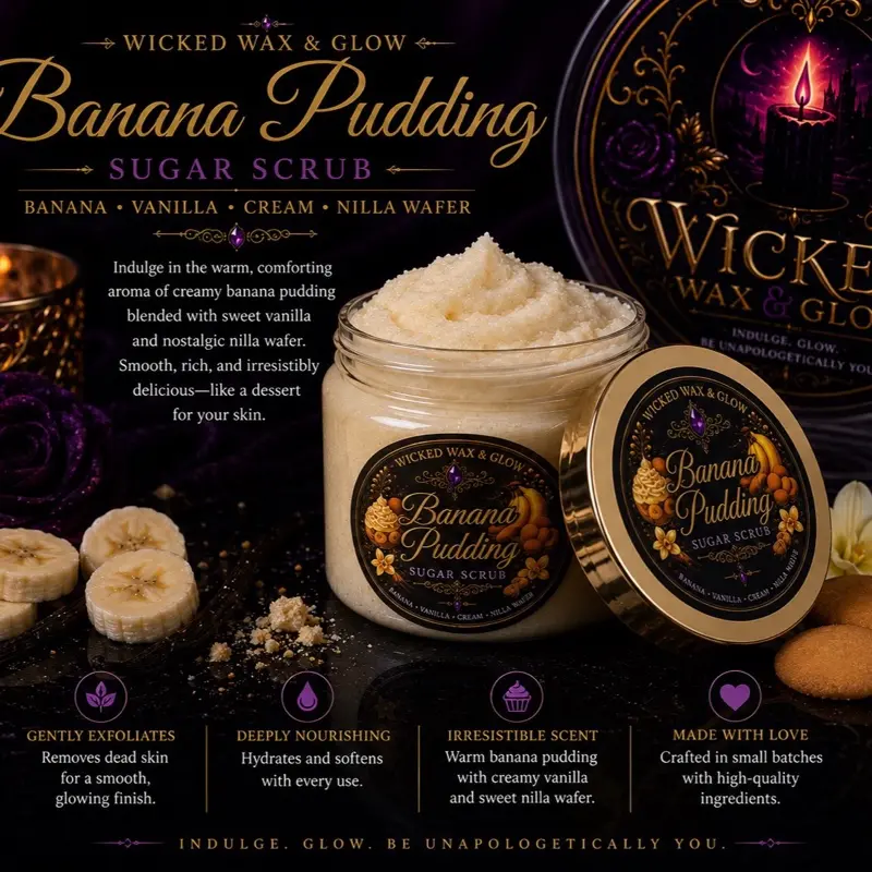 Sugar Scrub, Scented Cleanser for Skin Care & Body Care, Exfoliating Bath & Body Scrub