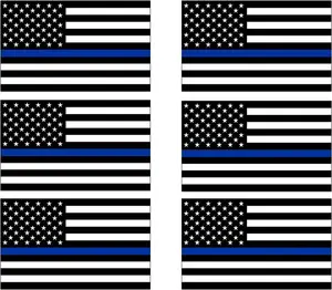 6 Pack Thin Blue Line Blue Lives Matter Flag Sticker Vinyl Decal Support of Police and Law Enforcement Officers
