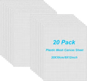 20 count 7 Count Plastic Mesh Canvas Sheets, 8 x 12 Inch Plastic Canvas Plastic Mesh Sheet, Eye Mesh for Embroidery,  Yarn Crafting, Knit Crochet Projects and Make Dividers