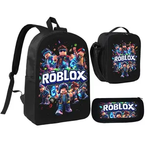 ROBLOX Junior School Backpack Set with Lunch Bag & Pencil Case Durable 600D Oxford Fabric for Boys Girls Best Gift