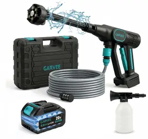 GAOMON Pressure Washer Battery Powered - Cordless with 6-in-1 Nozzle, 26FT High-Elastic Hose, 4.0Ah Battery & Charger; Portable Handheld Cleaner for Home, Car, Garden