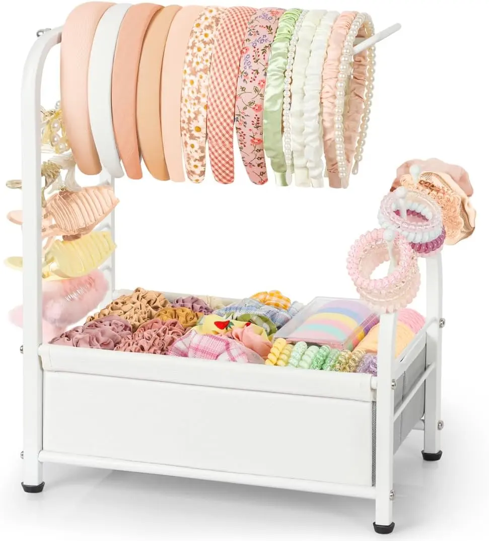 Compact Durable Headband Holder Stand - Synthetic Home Organizer for Teen Hair & Ear Accessories, Scrunchies, Bows, Claw Clips - Vanity Storage Rack, Mother's Day Gift Accessory, Farmhouse