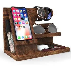 Birthday Gifts for Men Wooden Phone Docking Station Organizer Dad Birthday Nightstand Organizer Desk  Gifts Valentines Day Gifts