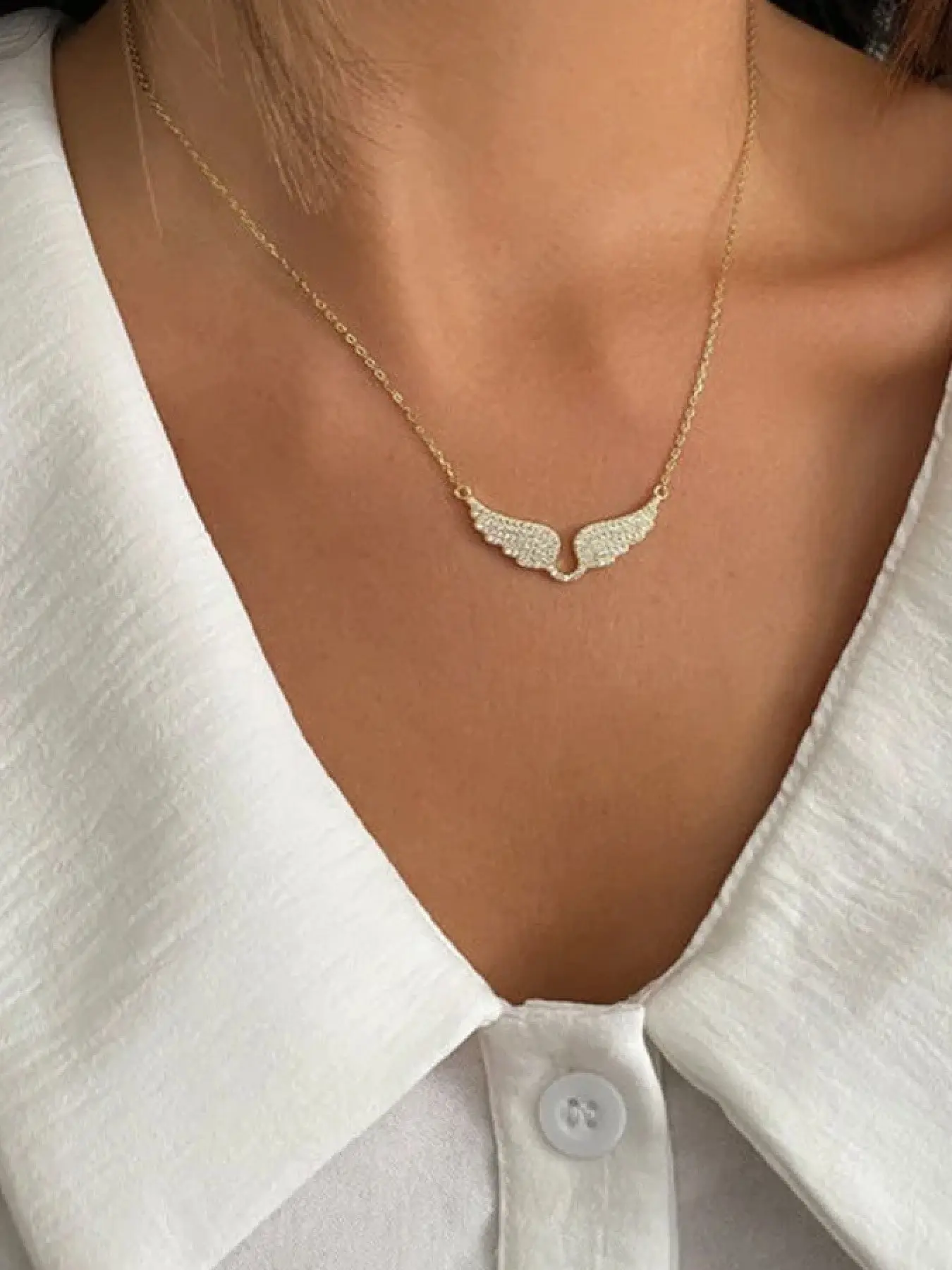Angel Wing Necklace for Women, Elegant Angel Wings Jewelry, Full Rhinestone Luxury Versatile Neck Chain, Perfect Gift for Special Holidays, Exquisite Jewelry Gift, Fashion Necklace