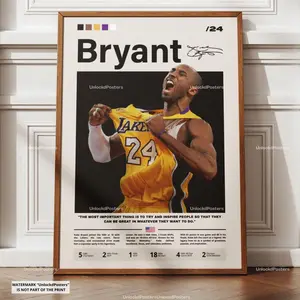 Kobe Bryant Poster, Bryant Lakers, Framed NBA Basketball Print, Icon, Basketball Legend Decor, Sports Artwork, Kobe Wall Art, Iconic Posters
