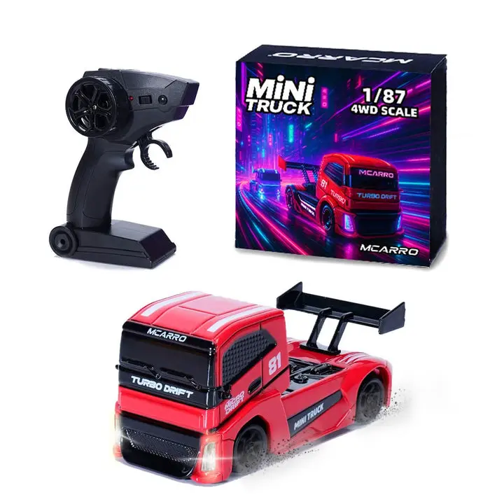 MCARRO MC081 1:87 4WD Truck Car Drift RC Car Full Proportional Throttle 4-Wheel Drive Race & Drift Mode 20° Steering Angle Custom 612 Motor outdoorfun Model Car Kit Turbo rc cars