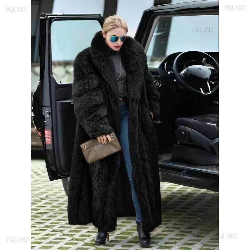 Women's Soft Faux Fur Mid-Length Fitted Sports & Outdoor Coat - Functional Pockets, Fall-Winter Wear Style, Tops for Casual Parties