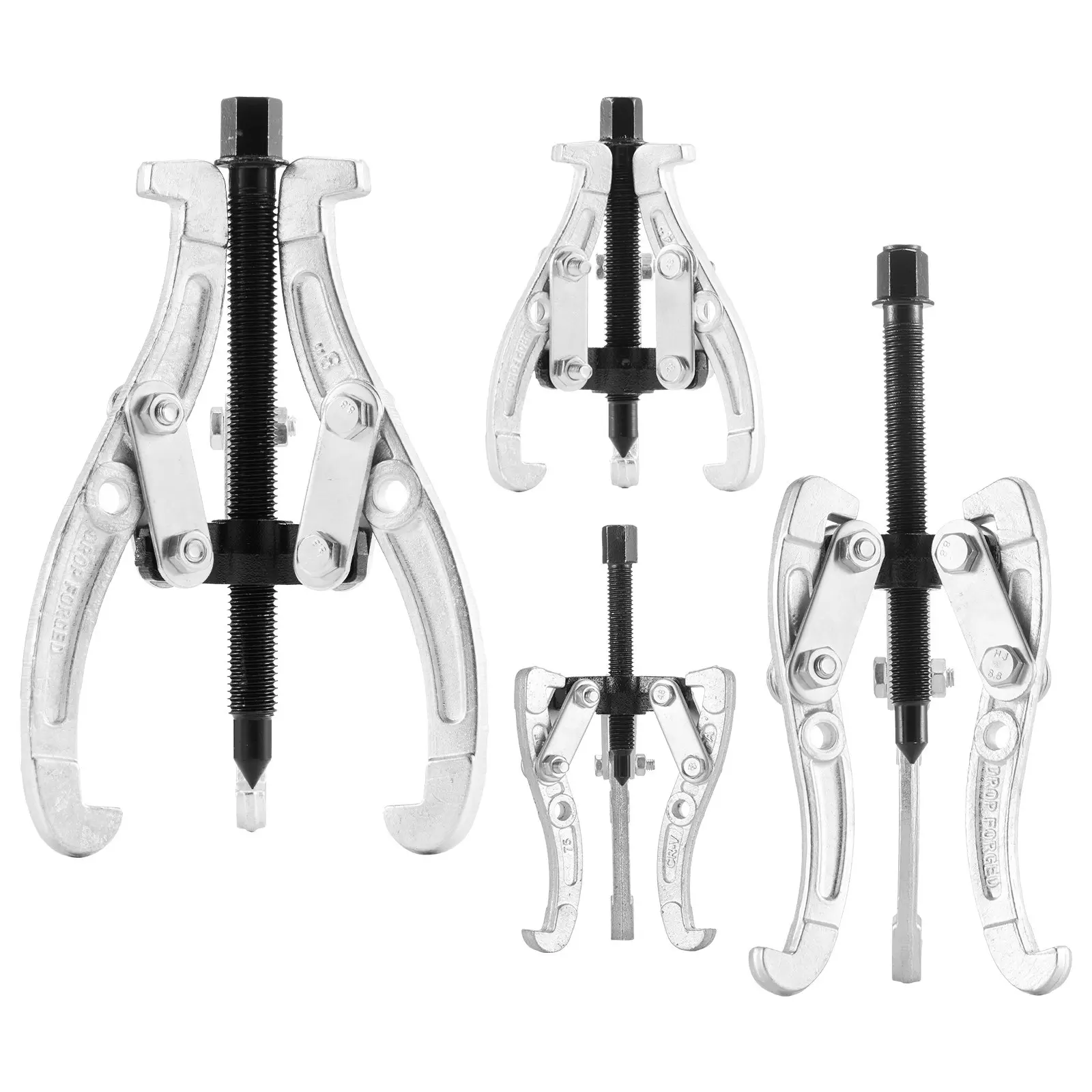 VEVOR Gear Puller Set, 3 in/4 in/6 in/8 in 3 Jaw Bearing Puller with Reversible Jaws, 2 Jaw/3 Jaw Pulley Puller Tool, 4 PCS Heavy Duty Bearing Puller Tool Kit for Pulley Gear Bearing Flywheel RemovalSummervibes
